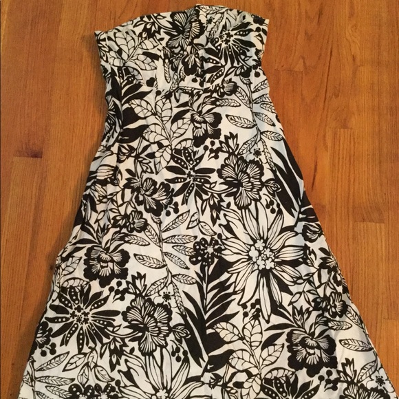 Gap black/white floral dress linen/cotton - Picture 2 of 3